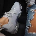 Women's Comfy Air Cushion Sneakers, Breathable Shoes Walking Running Shoes - Gray / 5 - 5.5 - Awesales