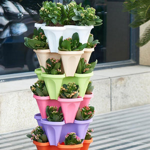 Stackable Flower Tower Planter with Flow Grid System - Awesales