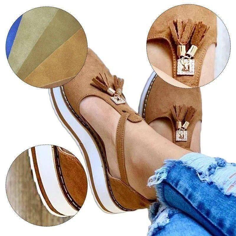Women's Orthopedic Casual Platform Flat Comfort Shoes Breathable Leather Walking Shoes High Damping Soles - Awesales