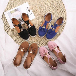 Women's Orthopedic Casual Platform Flat Comfort Shoes Breathable Leather Walking Shoes High Damping Soles - Awesales