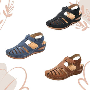Orthopedic Premium Lightweight Leather Sandals Genuine Leather Casual Orthopedic Bunion Correction Sandals - Set 3 (Black + Blue + Brown) / 5.5 - Awesales