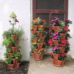 Stackable Flower Tower Planter with Flow Grid System - BRICK-RED / Individual Pot - Awesales