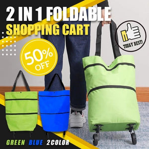 Foldable Shopping Cart - GREEN - Awesales