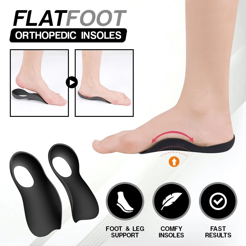 Flat Foot Orthopedic Insoles - 1 PAIR NORMAL TYPE / BLACK / M (4-8.5) - Awesales