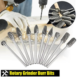 Rotary Grinder Burr Bits (10 PCS) - Double Cut - Awesales