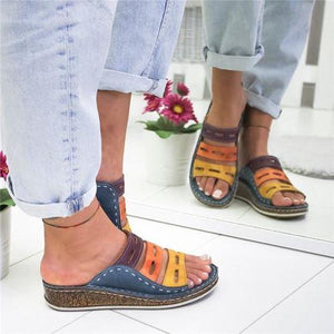 Women Tri Color Comfy Bunion Corrector Orthopedic Bunion Correction Sandal Shoes 2021 - Awesales