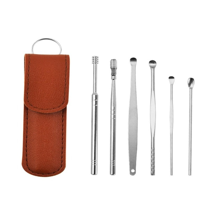 Innovative Spring EarWax Cleaner Tool Set - BROWN - Awesales