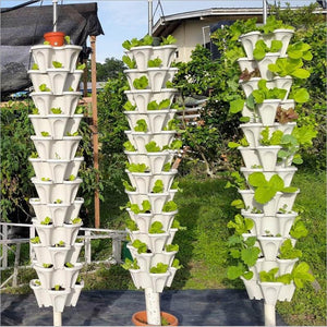 Stackable Flower Tower Planter with Flow Grid System (2021 Release) - White / HOT DEALS: Pack of 3 Pots (Free Shipping + Saving 25%) - Awesales