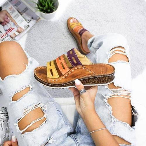Women Tri Color Comfy Bunion Corrector Orthopedic Bunion Correction Sandal Shoes 2021 - Awesales