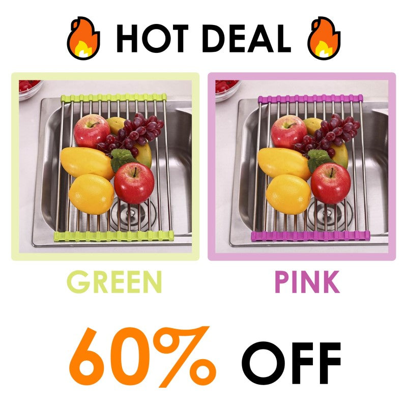 Foldable Dish Drying Sink Rack - [60% OFF] GREEN + PINK / 18.5 x 11 inches - Awesales