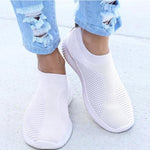 Women Elastic Weaving Sneaker - WHITE / 5 - Awesales