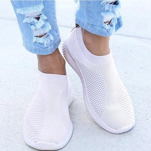 Women Elastic Weaving Sneaker - WHITE / 5 - Awesales