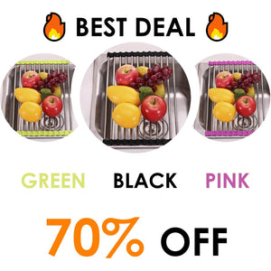 Foldable Dish Drying Sink Rack - [70% OFF] BLACK + GREEN + PINK / 18.5 x 11 inches - Awesales