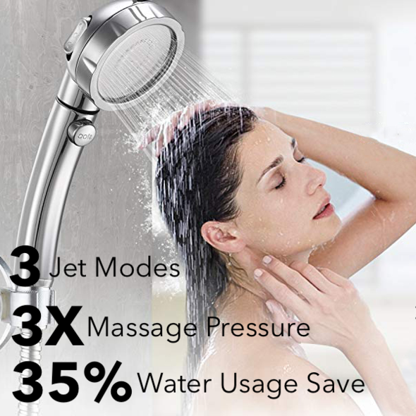 The Misugi - 3 In 1 High Pressure Showerhead (US Standard Hose Size) - Silver - Awesales