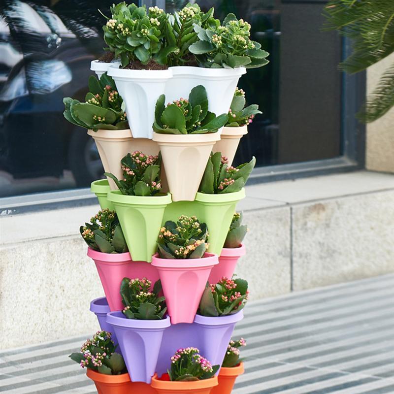 Stackable Flower Tower Planter with Flow Grid System (2021 Release) - Awesales