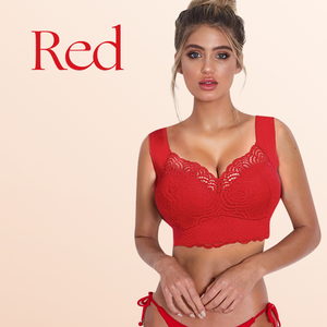 Wire Free Lace Bras For Women Plus Size - Vest Lingerie - Thin Cup Brassiere Eveyday Wear - RED / 38C - Awesales