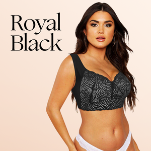 Wire Free Lace Bras For Women Plus Size - Vest Lingerie - Thin Cup Brassiere Eveyday Wear - ROYAL BLACK / 38C - Awesales