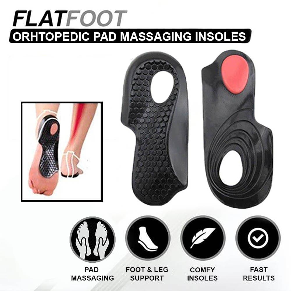 Flat Foot Orthopedic Insoles - 1 PAIR PAD MASSAGING TYPE / BLACK / M (4-8.5) - Awesales