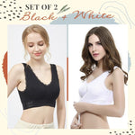 Front Cross Adjustable Side Buckle Lace Bra - SET 2: BLACK+WHITE (15% OFF) / S - Awesales