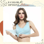 Push Up - Front Cross Lace Bra With Adjustable Side Buckle - BLUE / S - Awesales