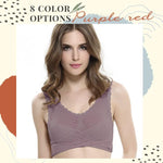 Push Up - Front Cross Lace Bra With Adjustable Side Buckle - PURPLE RED / S - Awesales